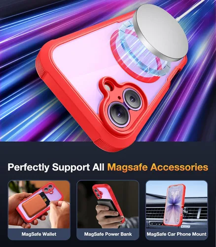 Miniatura 357 de Diaclara Funda diseñada para iPhone 16, mejorada [protección completa de la cámara], carcasa resistente de cuerpo completo con protector de pantalla