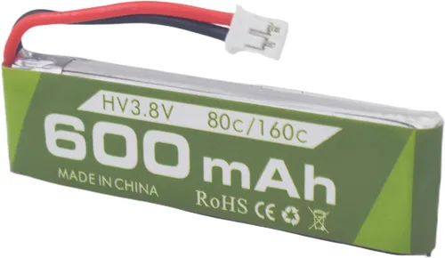 Miniatura 8 de Batería de iones de litio 1S 3.8V 80C 600mAh con conector de enchufe JST PH-2.0 con cable de carga USB para Cinewhoop Tinyhawk Micro FPV Racing