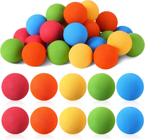 Syhood 24 pelotas de hockey sobre la rodilla para niños, mini pelotas de hockey de espuma suave para piso interior, mini palo, fiestas, colores