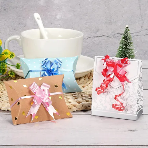 Miniatura 5 de PATIKIL Lazos de regalo, 100 unidades, canastas de regalo, lazos de envoltura de regalo, diseño de corazón, lazos de regalo de Navidad, a granel