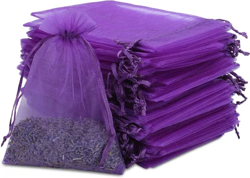 Miniatura 8 de Kslong 100 bolsas pequeñas de malla con cordón de 3 x 4, bolsas de organza transparente con cordón para joyas, bolsas de malla para fiestas de boda