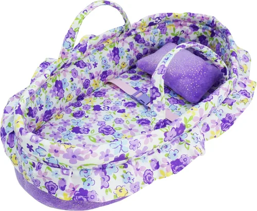 June Garden Cuna de Sueño Confortable para Muñeca - Porta Muñecas de Bebé Portátil - Se Adapta a Muñecas American Girl de hasta 14 Pulgadas - Morado