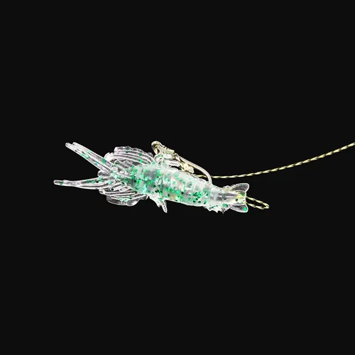 Miniatura 4 de Cebos de señuelo de camarones suaves, 20 cebo de camarón artificial, señuelos de pesca con brillo, 2.0 in, kit de gambas de gambas de silicona