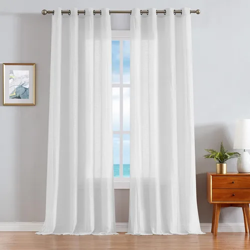 Miniatura 19 de Nautica - Cordelia - Cortina transparente aplastada Cortinas para ventana Cortinas ligeras Juego de 2 paneles Transparente Cabecera