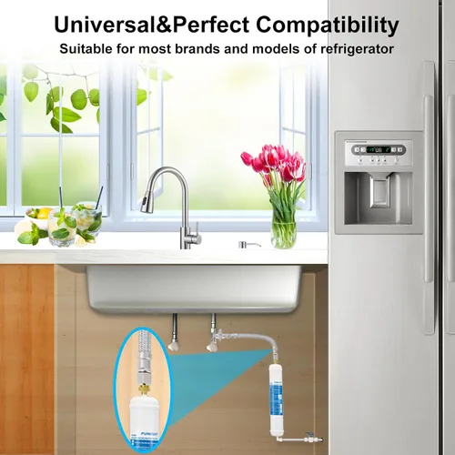 Miniatura 6 de Kit de filtro de agua en línea para refrigerador y máquina de hielo, repuesto de filtro de carbono de conexión de presión de 1/4 pulgadas