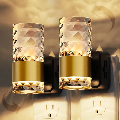 Miniatura 29 de Luces nocturnas que se enchufan a la pared, luz nocturna que cambia de color con enchufe giratorio, sensor de luz del atardecer al amanecer y brillo