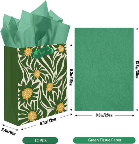 Miniatura 4 de qiqee Clash Flowers - Bolsas de regalo de papel con asas de papel de seda, 12 piezas de 2.4 x 4.7 x 6.3 pulgadas, tamaño pequeño