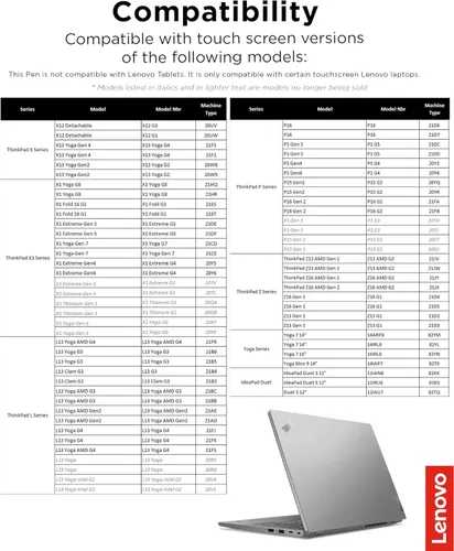 Miniatura 5 de Lenovo Precision Pen 2 (Laptop) – Carga USB-C – Reconocimiento de inclinación – El lápiz es compatible solo con ciertos dispositivos, Gris de Hierro