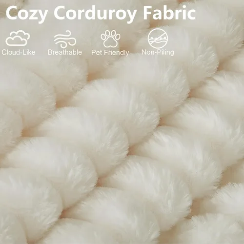 Miniatura 9 de Silla redonda de gran tamaño de 55 pulgadas, tumbona para interiores, silla circular grande sin hueso con pana de felpa, no requiere montaje, sofá