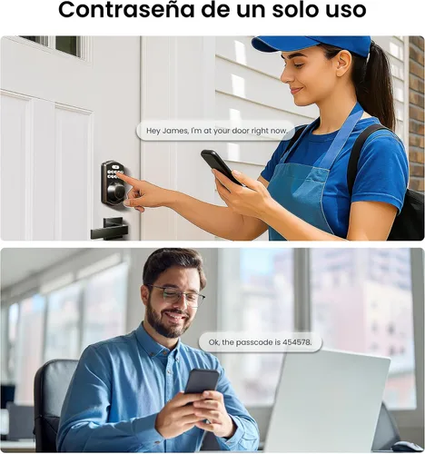 Miniatura 6 de Veise KS02A - Cerradura de puerta de entrada sin llave de huellas dactilares, bloqueo automático, cerrojo electrónico para puerta delantera, Bronce