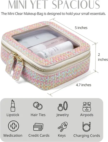 Miniatura 4 de Popvibe Pequeña bolsa de cosméticos para bolso, mini bolsa de maquillaje, pequeña bolsa transparente, bonita funda de maquillaje de cuero