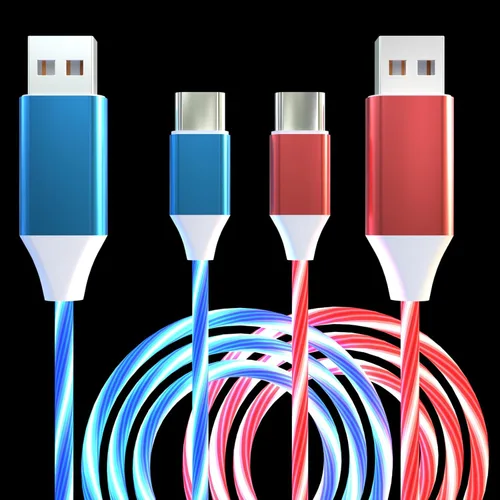 Miniatura 13 de Paquete de 2 cables de carga LED USB C, cable de carga tipo C, cargador USB C rápido compatible con Samsung Galaxy S21 S20 S10 S9 S8 Note 20, LG V30