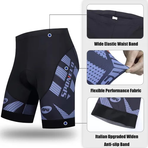 Miniatura 2 de sponeed Pantalones cortos de ciclismo para hombre, pantalones acolchados para ciclismo, ropa de ciclismo