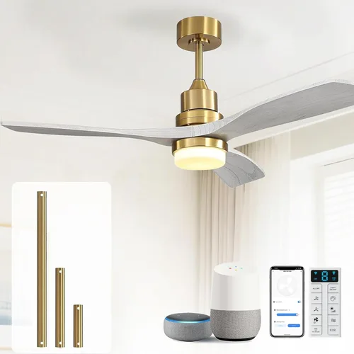 Miniatura 26 de Sofucor Ventiladores de techo de 52 pulgadas, sin luz, ventilador de techo para exteriores con control remoto, motor CC reversible de 3 cuchillas