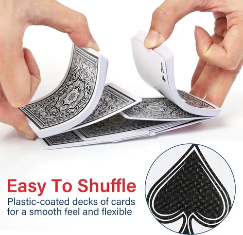 Miniatura 2 de LotFancy Naipes Pinochle, 2 mazos de cartas, negro y rojo, baraja especial de 48 cartas