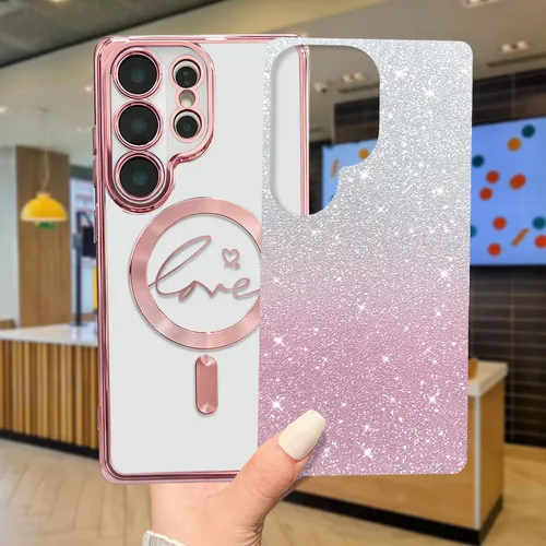 Miniatura 273 de ZONRW - Funda para Samsung Galaxy S22 Ultra magnética, para mujeres y niñas, cubierta trasera suave, lujosa, con corazón de amor, bling, degradado