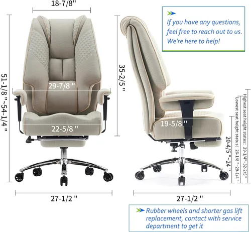 Miniatura 2 de EXCEBET Silla de oficina grande y alta de 400 libras de ancho, silla de oficina ejecutiva de cuero con respaldo alto con reposapiés, sillas Malla