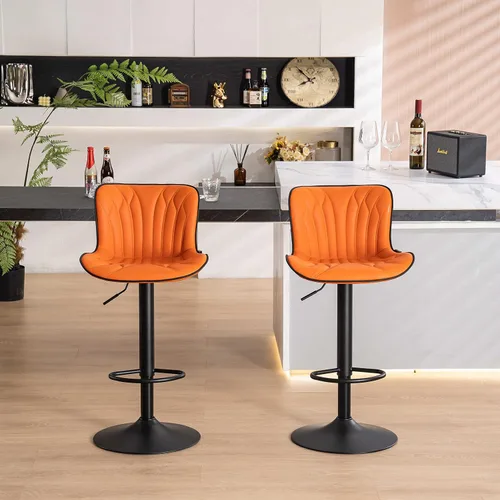 Miniatura 30 de YOUNIKE Juego de 2 taburetes de bar marrones modernos giratorios de altura de mostrador con respaldo alto ajustable para cocina, taburetes de bar