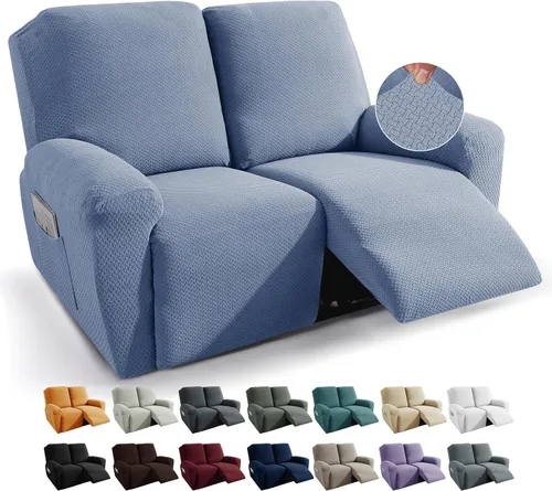 Miniatura 17 de JIVINER Fundas de sofá reclinable de 8 piezas, fundas elásticas de jacquard para sofá reclinable, fundas para sala de estar, protector suave de 3