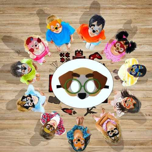 Miniatura 5 de YALARY 24 Paquetes Máscaras de Fieltro Azules de Cachorro Perro para Niños, Suministros de Fiesta Temática de Cachorro Perro Favores de Fiesta