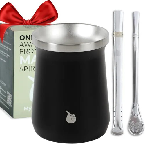 Miniatura 7 de Juego de tazas de té de calabaza Yerba Mate, incluye 2 bombillas (pajitas) y cepillo de limpieza (A-MATE)