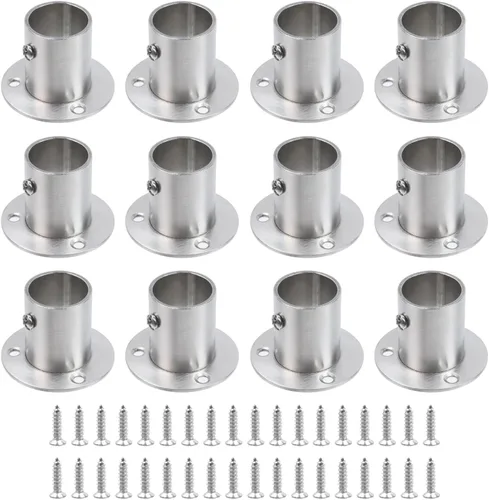 Miniatura 13 de Geesatis Soporte de brida para barra de armario, 2 piezas, soporte de brida alta para barra de armario, con tornillos de montaje, acero inoxidable