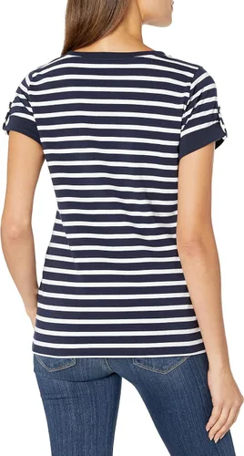 Miniatura 4 de Nautica Camiseta de algodón elástico súper suave con cuello en V para mujer