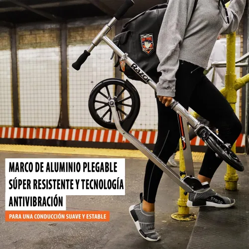 Miniatura 5 de Razor A6 Kick Scooter for Kids Ages 8+ - Extra-Tall Handlebars & Longer Deck, 10" Urethane Wheels, Aluminum Frame, Anti-Rattle Technology, for