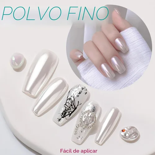 Miniatura 6 de Artdone 16 tarros de polvo de uñas cromado, kit de perlas blancas mágicas, efecto espejo de color, plata y oro, materias metálicas, polvo
