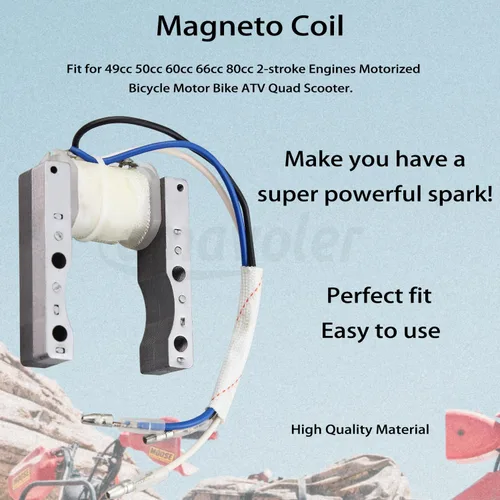 Miniatura 2 de Bobina Magneto - Piezas de repuesto de 3 cables compatibles con motores de 49 cc, 50 cc, 60 cc, 66 cc, 80 cc, 2 tiempos, moto, moto, cuatrimoto