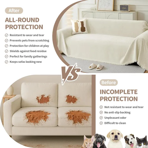 Miniatura 2 de Funda de sofá para perros, fundas de sofá boho para sofá de 3 cojines, funda de sofá de felpilla para mascotas lavable, funda de sofá modular
