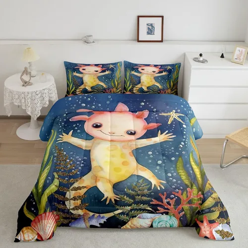 Miniatura 11 de Erosebridal Juego de ropa de cama de oso polar, tamaño individual, juego de edredón de oso blanco con patrón de animales, edredón de microfibra Oso