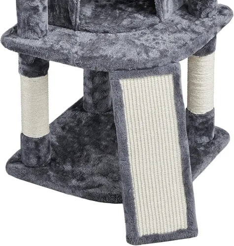 Miniatura 5 de Topeakmart Árbol para gatos, muebles para gatos de varios niveles de 42 pulgadas con perca, postes rascadores, hamaca y condominio, gris oscuro