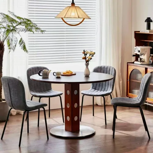 Miniatura 25 de Juego de Mesa de Comedor Redonda de 37 Pulgadas para 4, Moderno Juego de Café de Cocina de Círculo Pequeño para Apartamento, Sala de Estar, Oficina