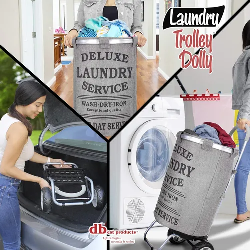 Miniatura 2 de dbest products Carrito de lavandería grande Gris