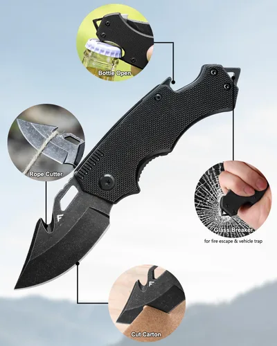 Miniatura 4 de FLISSA Mini cuchillo de bolsillo plegable, hoja de punto de caída de acero inoxidable de 2.5 pulgadas, cuchillos de bolsillo EDC para hombres