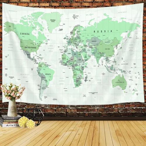 Miniatura 12 de JAWO Tapiz de mapa del mundo, mapa del mundo con países y ciudades principales, tapices de pared para niños y estudiantes, tapiz de mapa mundial