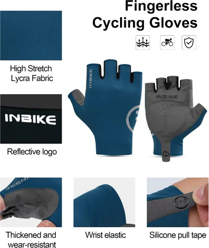 Miniatura 7 de INBIKE Guantes de ciclismo para hombres y mujeres, guantes de bicicleta transpirables ligeros de medio dedo, guantes de ciclismo de montaña