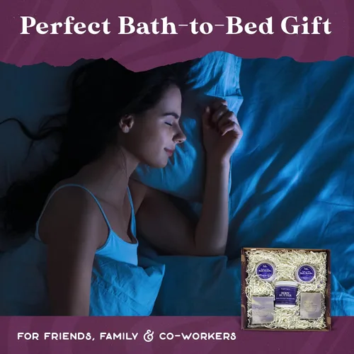 Miniatura 4 de Purple Canyon Caja de regalo de 6 piezas de lavanda para baño a cama Bombas de baño, jabón y mantequilla corporal infundidas con magnesio