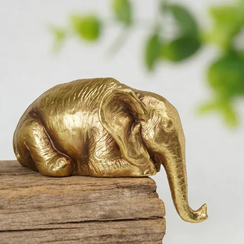 Miniatura 2 de Braxio Estatua de elefante para decoración del hogar, escultura abstracta de elefante dorado de resina para estantes, escritorio, mesa, oficina