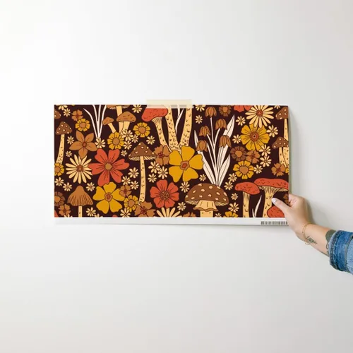 Miniatura 7 de Spoonflower Papel tapiz de despegar y pegar - flor de estilo vintage, retro floral, hippie de los años 70, hongo de los años 70, marrón naranja