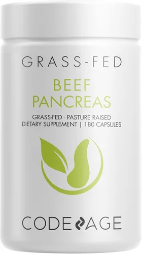Codeage Suplemento de páncreas de carne alimentada con pasto glandulares – Liofilizada, no desgrasada desecada píldoras de páncreas – Enzimas