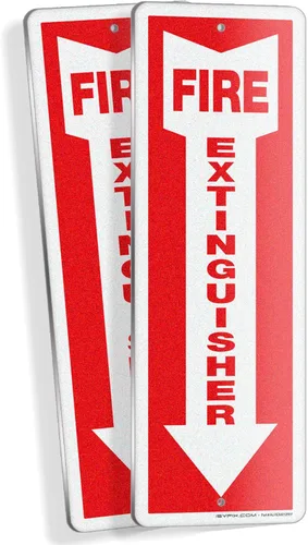 iSYFIX Letrero para extintor de incendios – Paquete de 2 carteles reflectantes de aluminio 040 100% libre de óxido, laminado para máxima resistencia