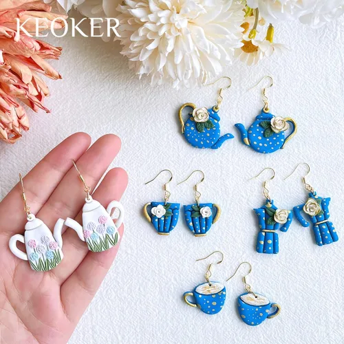 Miniatura 5 de KEOKER Cortadores de arcilla polimérica de café, 19 formas de té de la tarde, cortadores de arcilla polimérica para aretes y fabricación de joyas