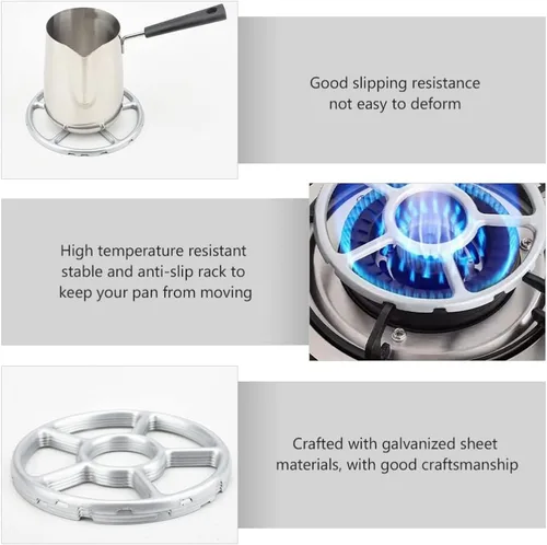 Miniatura 8 de SOLUSTRE Estantes de soporte para estufa de gas de 6.10 pulgadas, anillos de wok antideslizantes de acero galvanizado, accesorios universales