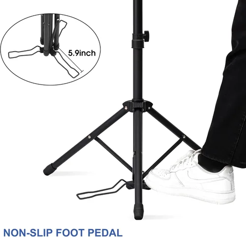 Miniatura 4 de Klvied Soporte para peluca con trípode ajustable, soporte para cabeza de maniquí con panel para pies, cabeza de peluca de metal reforzada