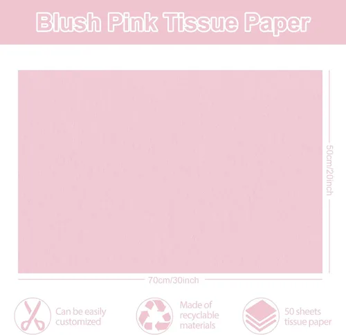 Miniatura 2 de Whaline Papel de seda rosa rubor de 20 x 30 pulgadas, papel de regalo para manualidades, boda, fiesta de cumpleaños, suministros de embalaje, 50