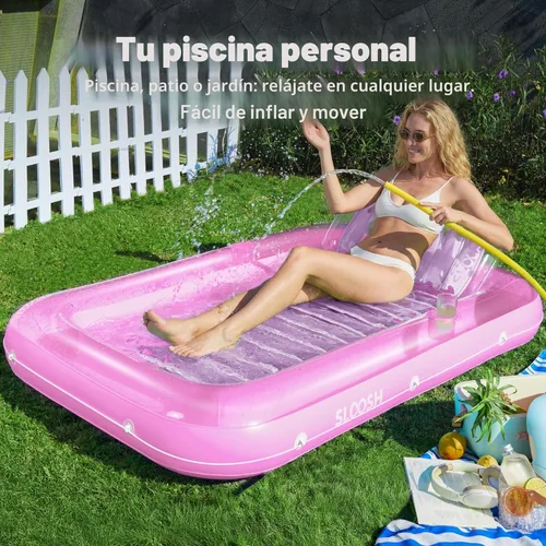 Miniatura 3 de Flotador inflable para piscina de bronceado Sloosh, 70" x 46" flotadores de piscina, tamaño adulto con almohada, 4 en 1 balsa de baño de bronceado