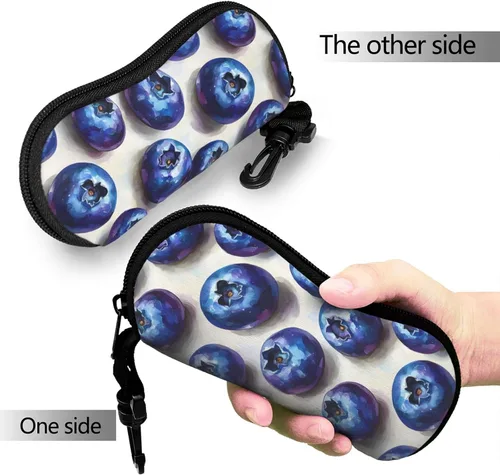 Miniatura 6 de Estuche para lentes de sol, diseño de arándanos, suave, delgado, ligero, de neopreno, con cremallera, organizador para mujeres y hombres