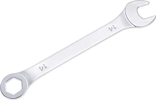 Miniatura 3 de uxcell Llave combinada delgada con extremo de 6 puntos compensado y extremo abierto en ángulo, chapado en espejo cromo métrico de acero al carbono